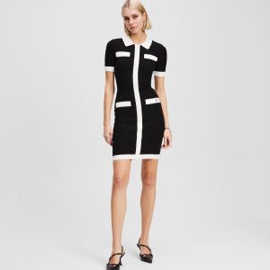 CONTRAST PIPING POLO DRESS