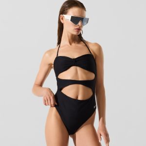 RIBBED BANDEAU SWIMSUIT