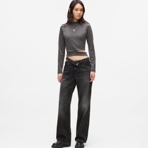 Cutout waist relaxed jeans