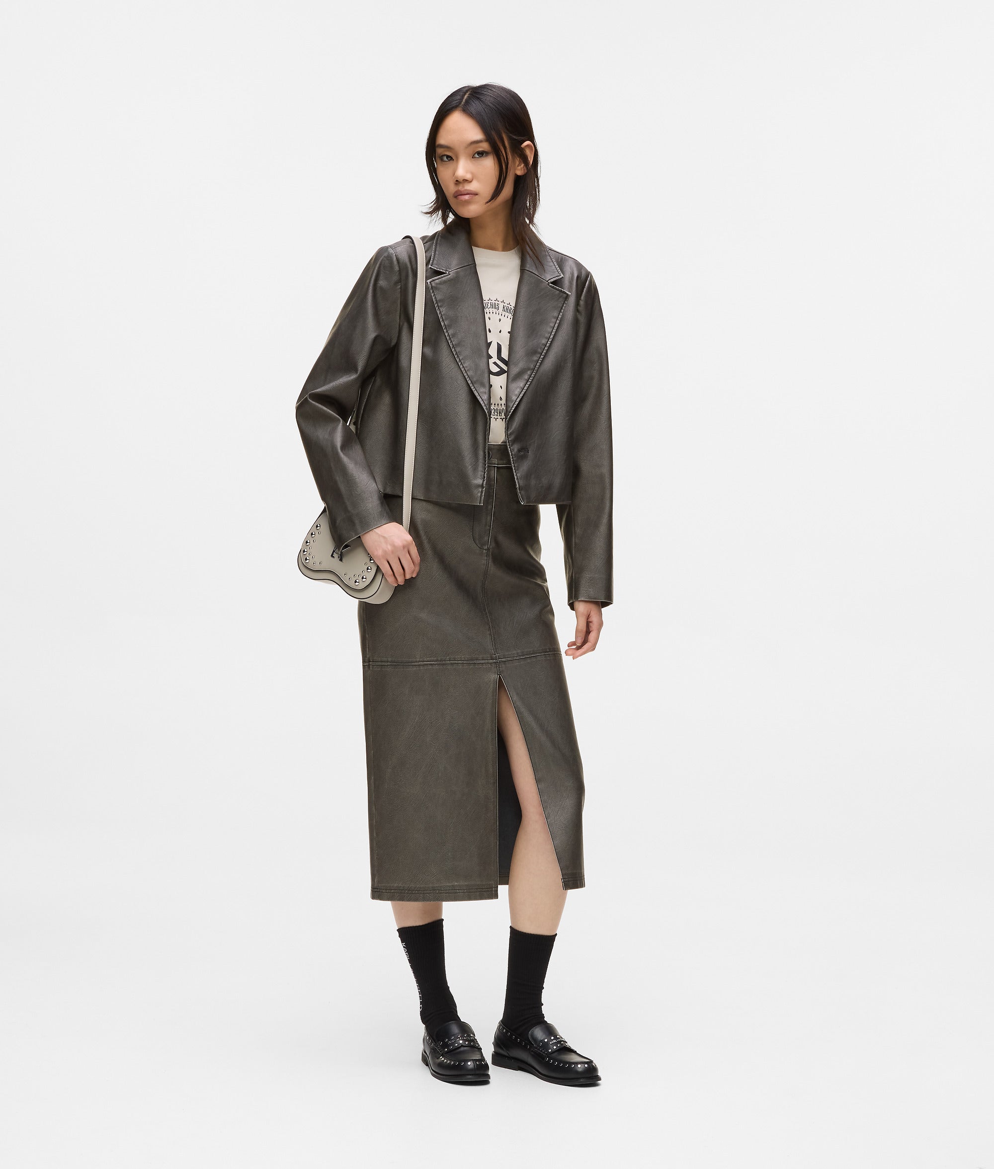 Midi faux-leather skirt - Image 4