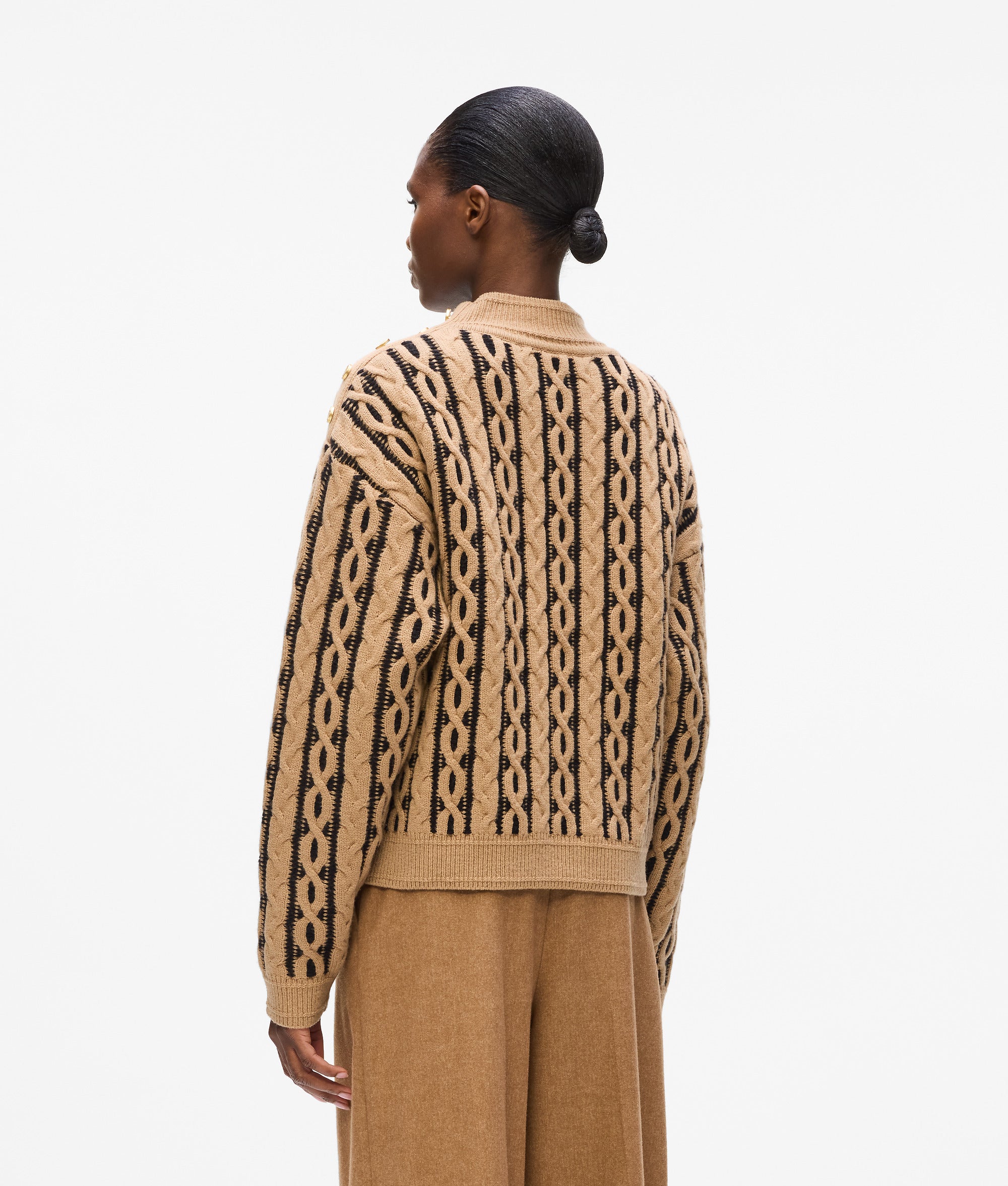 Cable knit mock neck sweater - Image 2