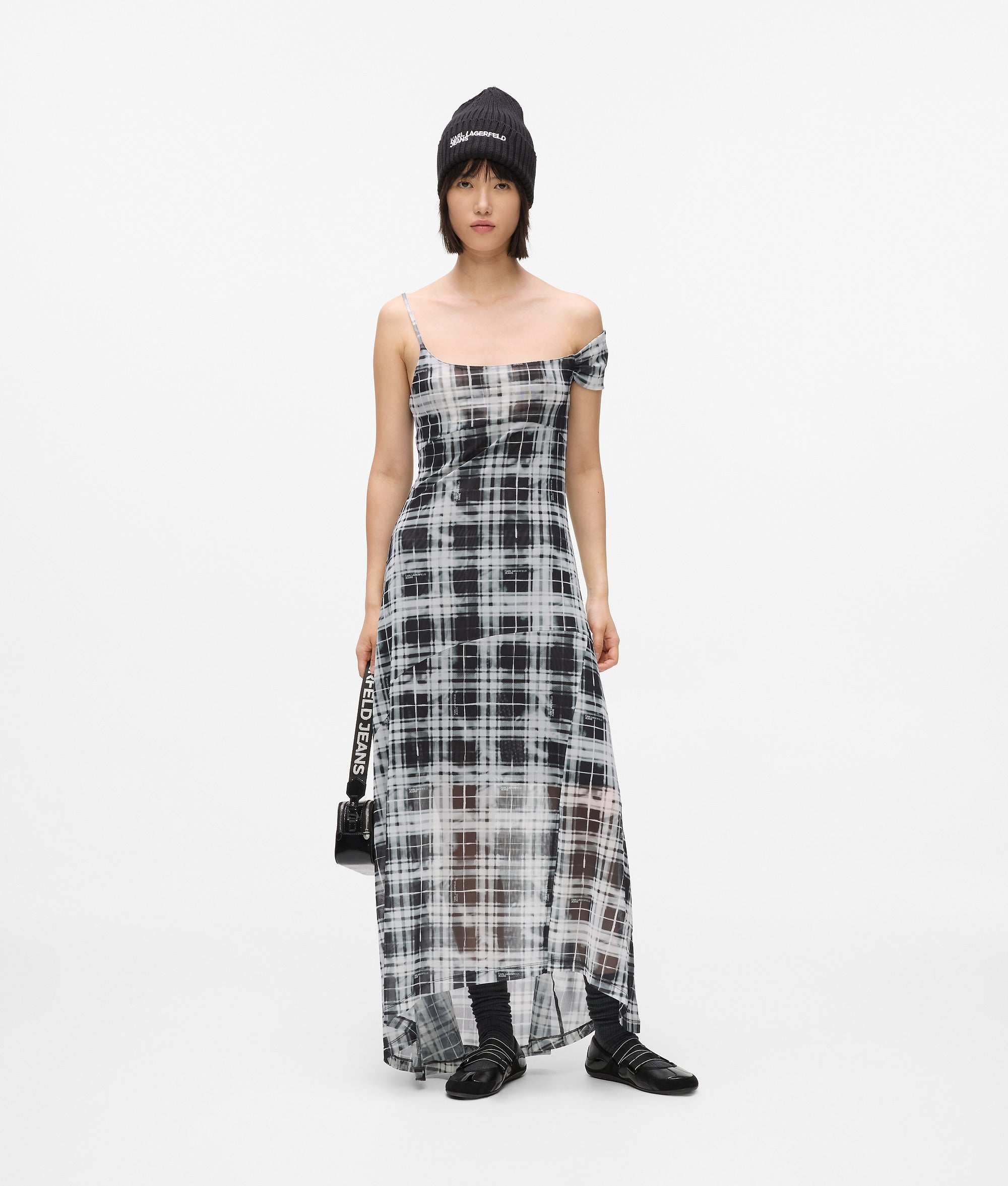 Checked mesh maxi dress - Image 4