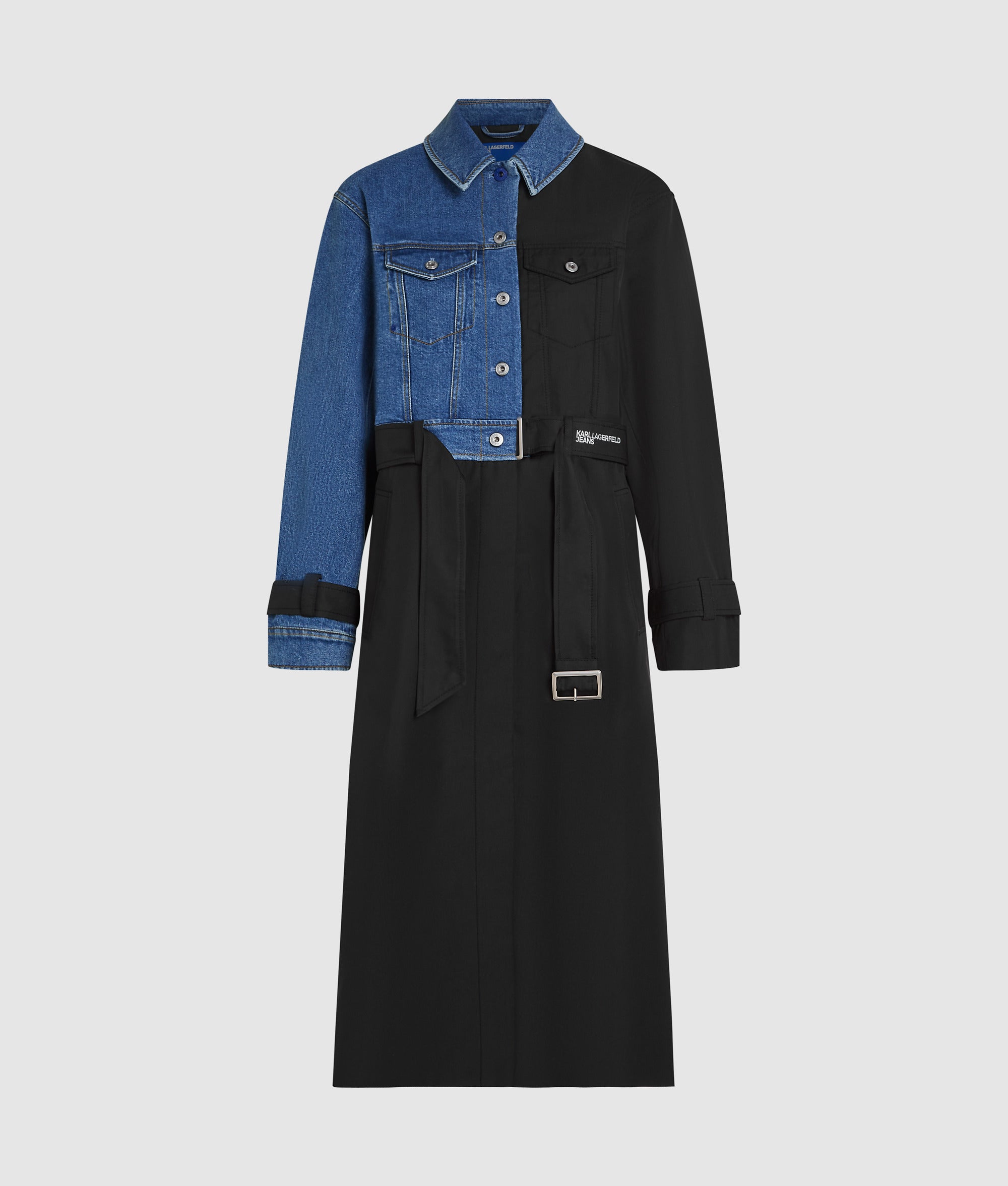 Denim panel trench coat - Image 5