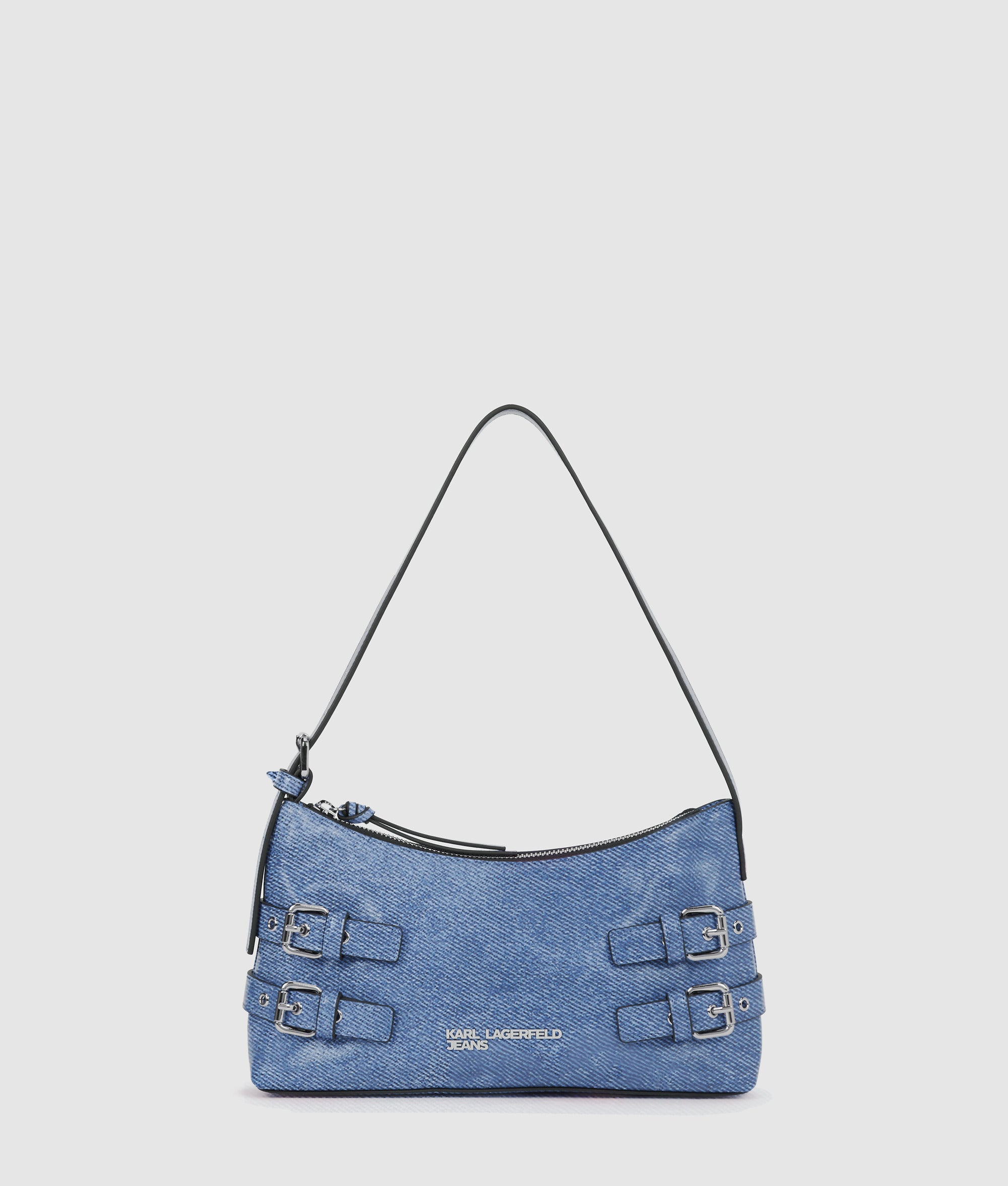 Denim buckle shoulder bag